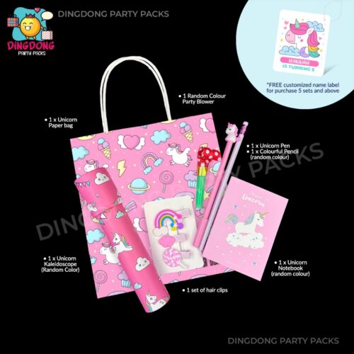 🎂Ready Stock🎂 Unicorn Theme Birthday Party Pack / Goodie Bag / Gift Set/ Door Gift/ 儿童伴手礼品